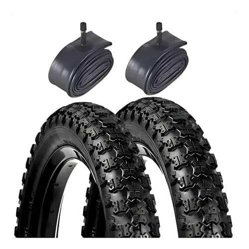 Kit 2 Pneus Aro 16 X 1.75 Com Camara Para Bicicleta Infantil Preto