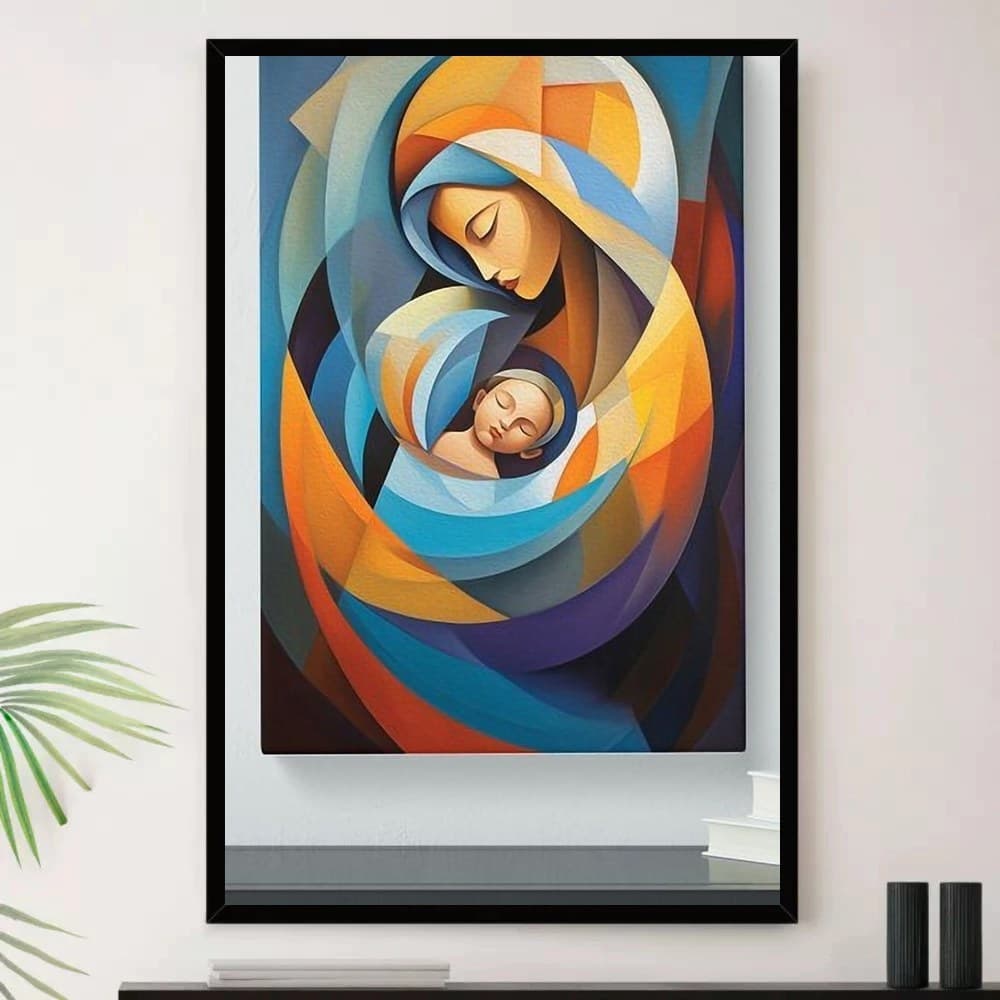 Quadro Placa Decorativa Arte Abstrata Contemporânea em Azul-Marinho, Branco e Azul