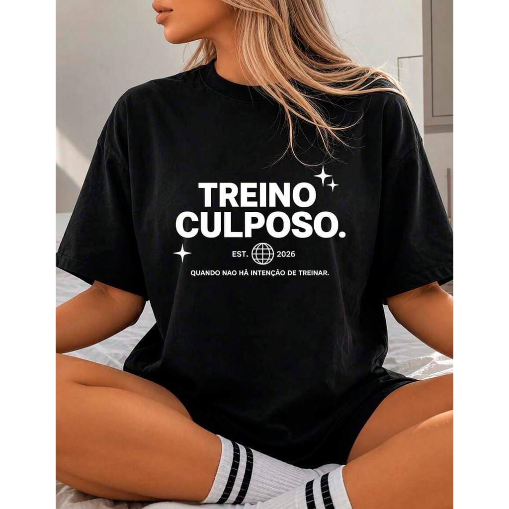 Camiseta Oversized Treino Culposo Academia Meme Camisa Unissex 100% Algodão Premium