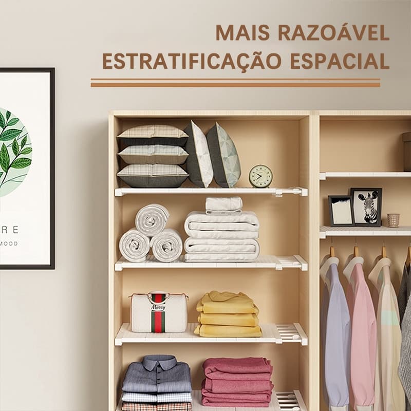 Organizador Prateleira Inteligente Retrátil portátil 53 a 90 cm Aço inoxidável Branca Extensível Largura 30cm  Com:48-80