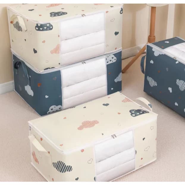Kit Caixa Organizadora para Cobertor e Casaco, Saco Guarda-Roupa Ecológico, Anti-Poeira Multiuso Vendido(s) - Variação: