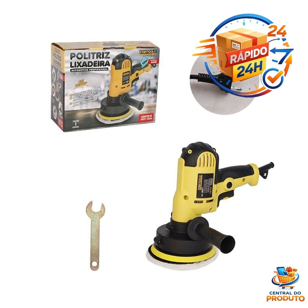 Politriz Lixadeira Automotiva Profissional 127V 600W Disco 125mm Velocidade Variável Acabamento