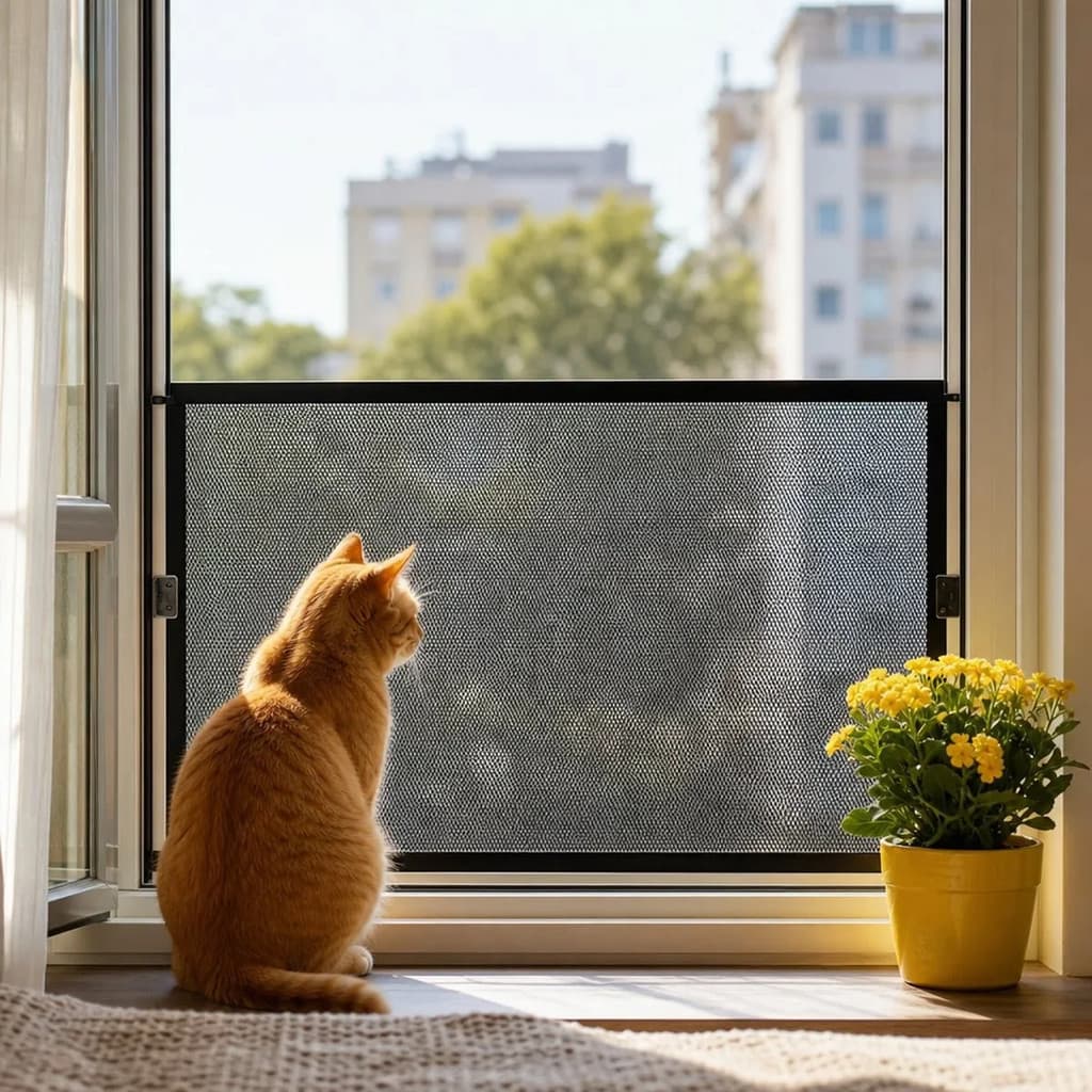 Tela Proteção Pet 110cm Janela Porta Cães Gatos Fácil Instalar Fixação Adesiva Cachorro Roedores