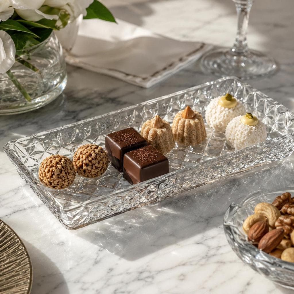 Travessa Bandeja Retangular Milano em Cristal Transparente - Ref. L32 | 33 x 16 x 3 cm para Bombons, Petit Fours