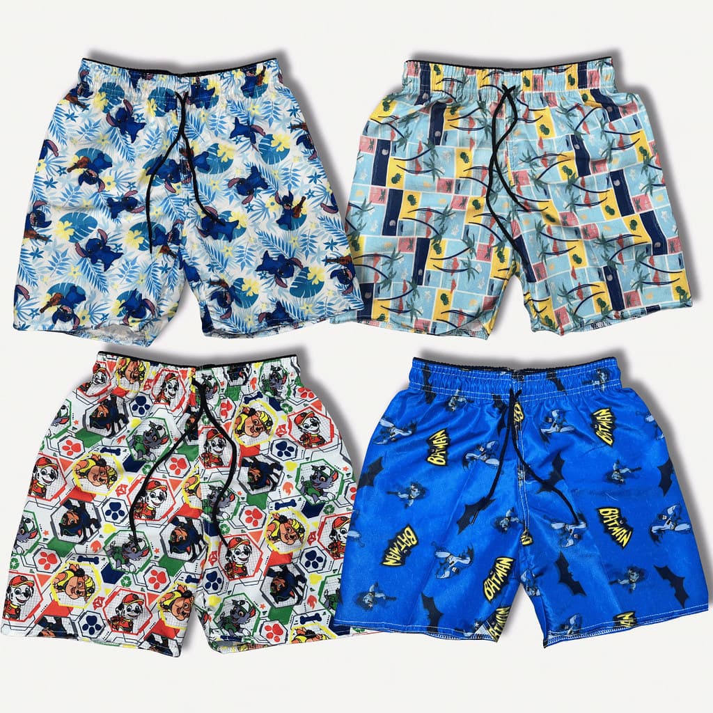 Kit 3 Bermuda Sortido Infantil Tecido Tactel Estampado Kids Colors,  Best Brazil