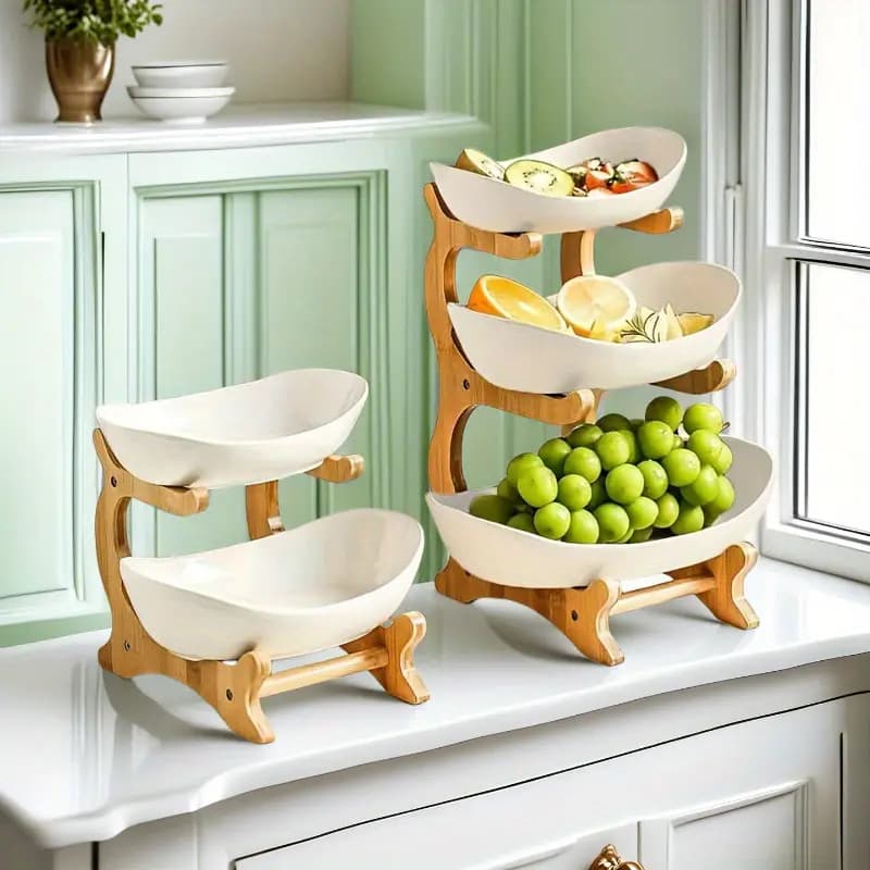 3 Andares Fruteira, Bandeja para Lanches, Suporte Decorativo no Pix - DUAS Camadas