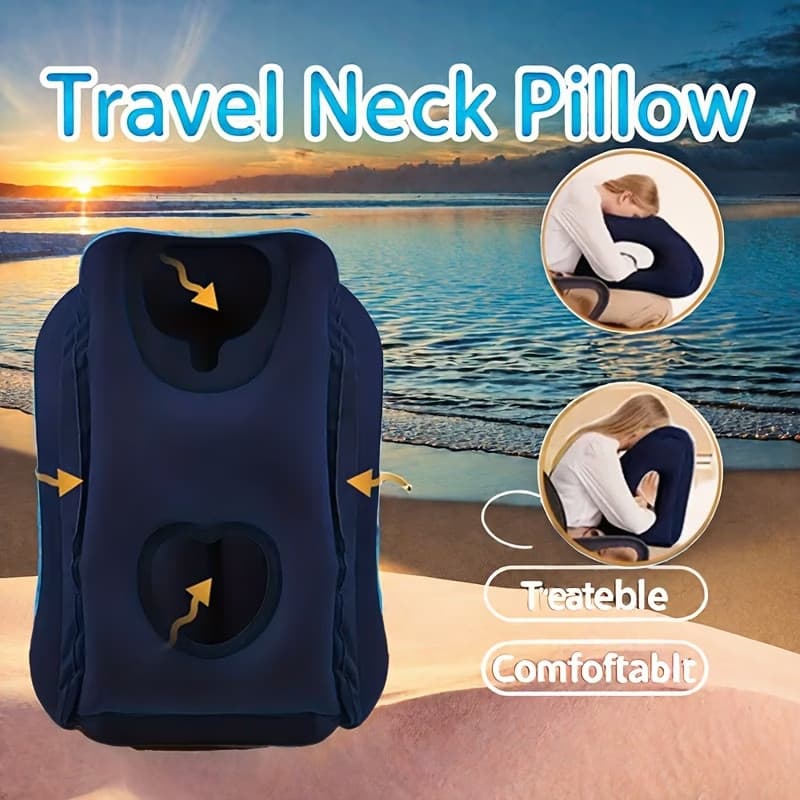 Almofada Viagem Inflável Travesseiro Descanso Dormir Suporte Cabeça Pescoço Vendido(s) - Variação: