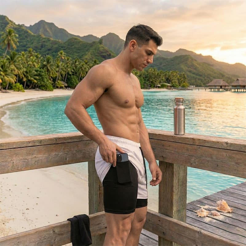 Short Fitness Masculino Bermudão Duplo Com Bolso Interno Celular Dry Fit Confortável Compre Já