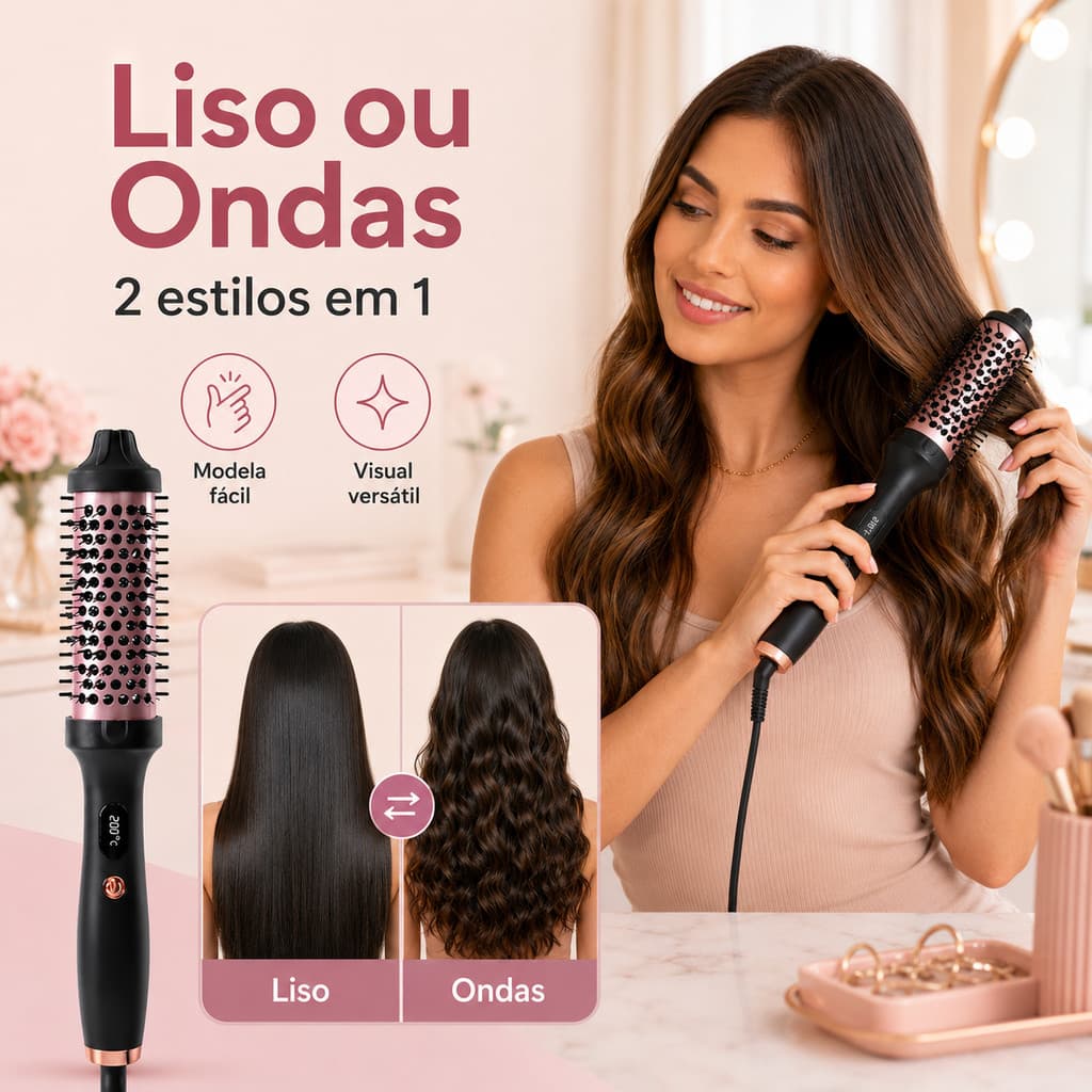 Escova Alisadora Elétrica 2 em 1 Quente para Cabelo 110V/220V