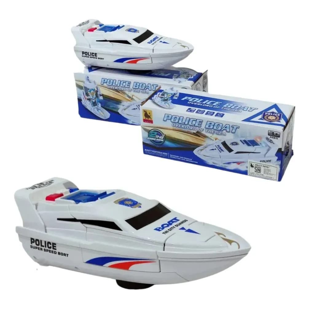 Robô De Brinquedo Barco Polícia Modelo Policiais Polica Barco Branco