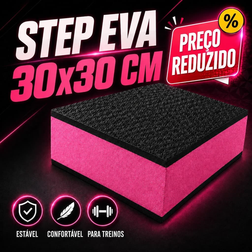 Kit 2 Step Academia 30x30x10 EVA Antiderrapante Plataforma Fitness Agachamento Treino
