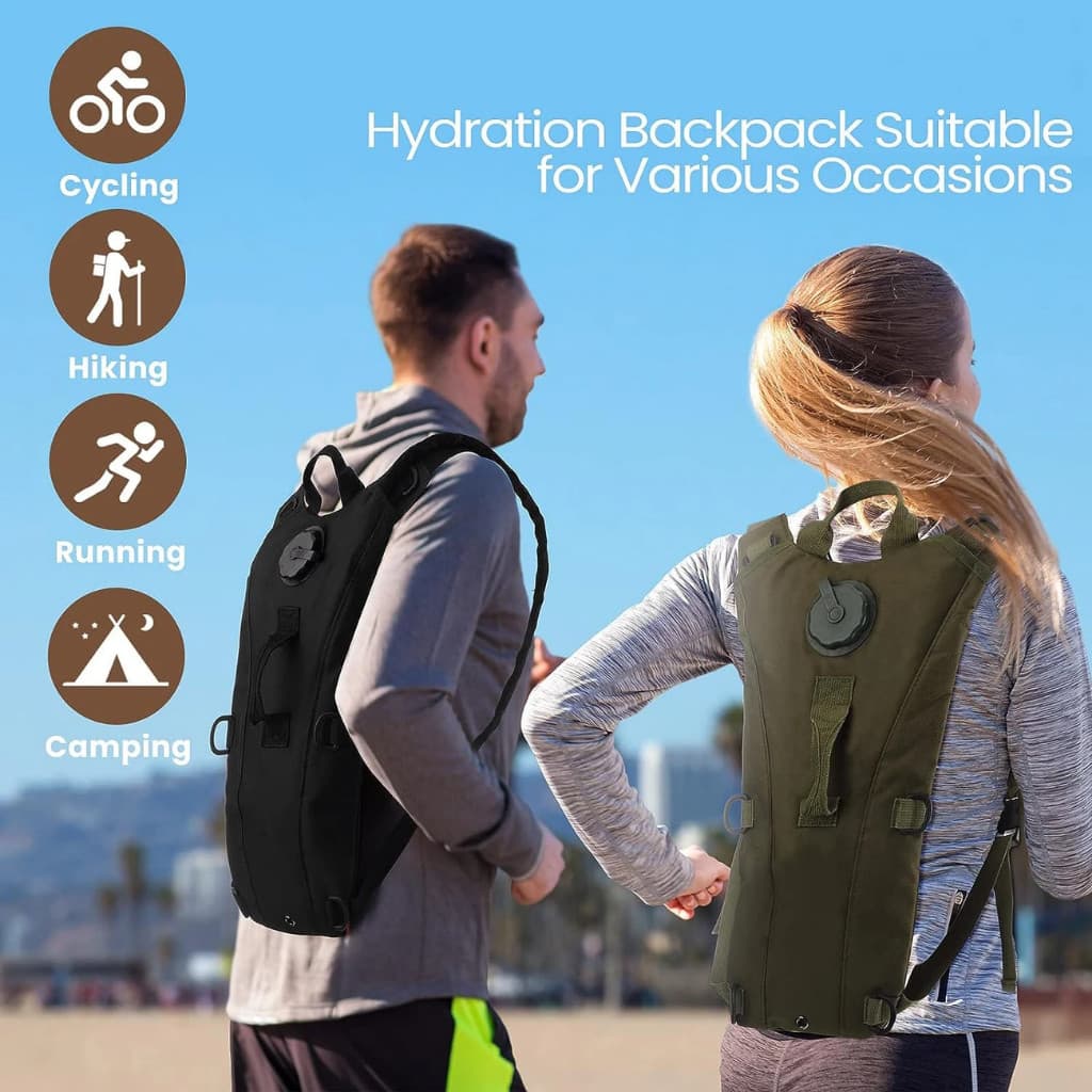 Mochila Hidratação Ciclismo Trilha Caminhada Corrida Ultra Leve Bolsa Agua Tipo Camelbak com Refil 3 litros  Preto