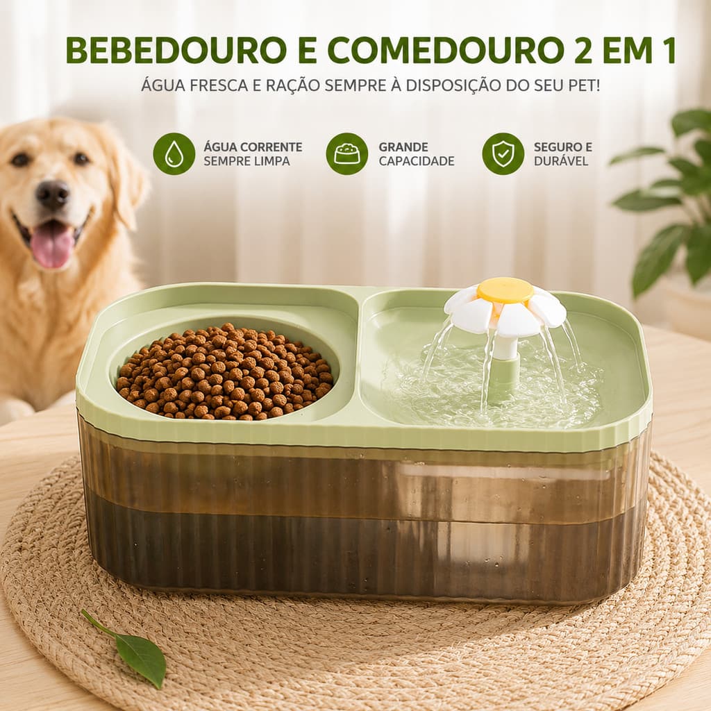 Fonte de Água Pet 3 Litros Automática Comedouro Cachorro Gato Filtro Carvão USB Bivolt