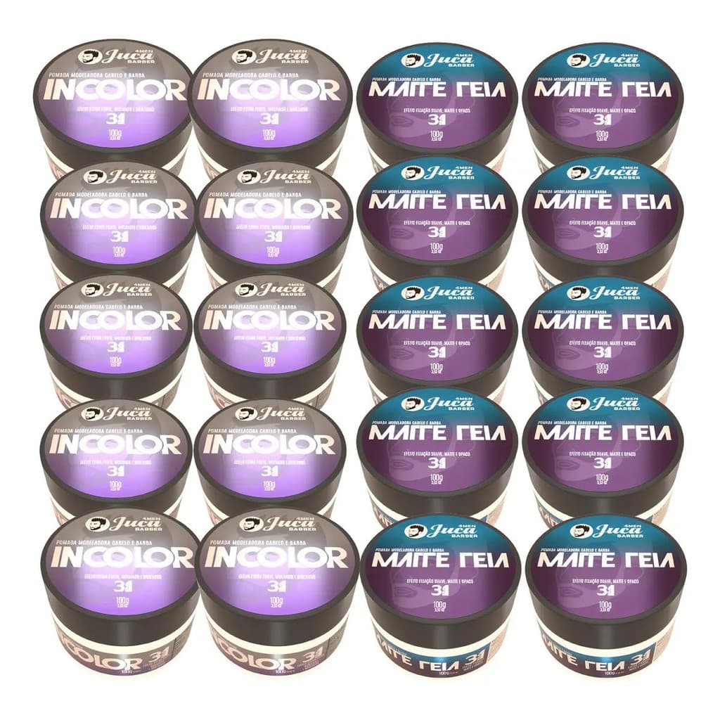 Kit 20un Cera Modeladora Capilar 100g Matte Teia E Incolor