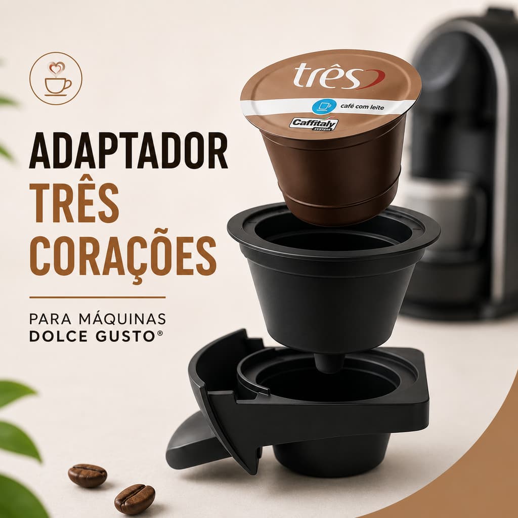 Kit 3 Adaptador Capsula Tres Coracoes para Dolce Gusto Reutilizavel Compativel Refil Cafe