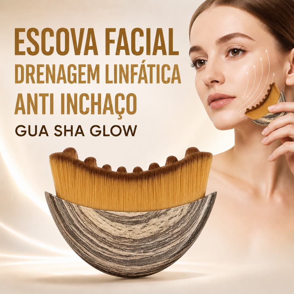 Escova Facial de Drenagem Linfática com Efeito Lifting e Pele Glow