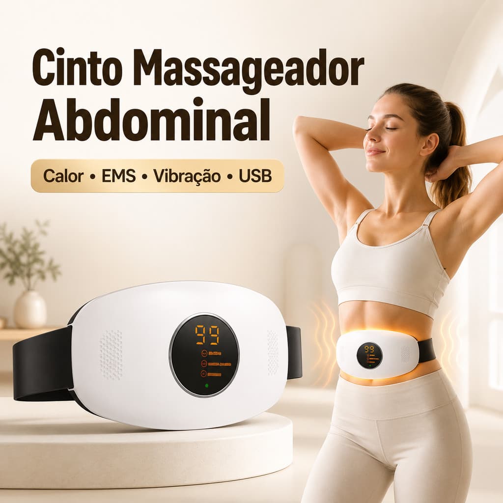 Massageador Abdominal Inteligente com Vibração, Infravermelho e Design Confortável