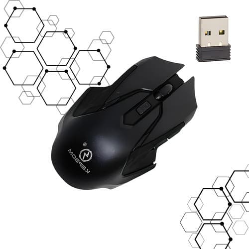 Mouse Gamer Sem Fio USB 2.4GHz 1600 DPI Preto