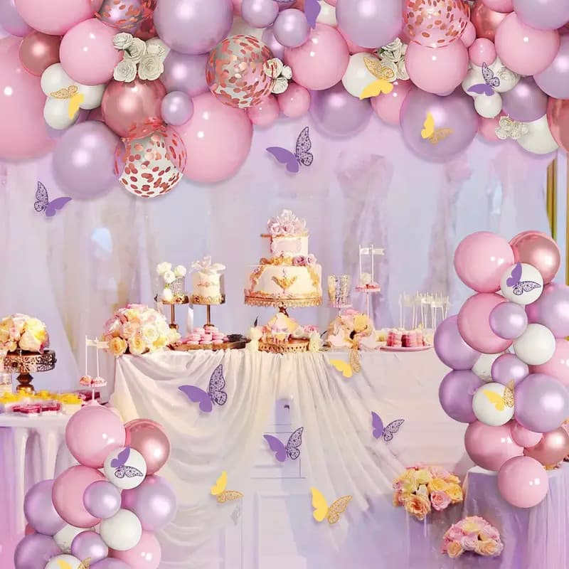 Kit Romântico 134 peças Balões 10" 12" 18" Roxo rosa fosco Balão Para Festas e Aniversários decoração romântica 4.91 Var