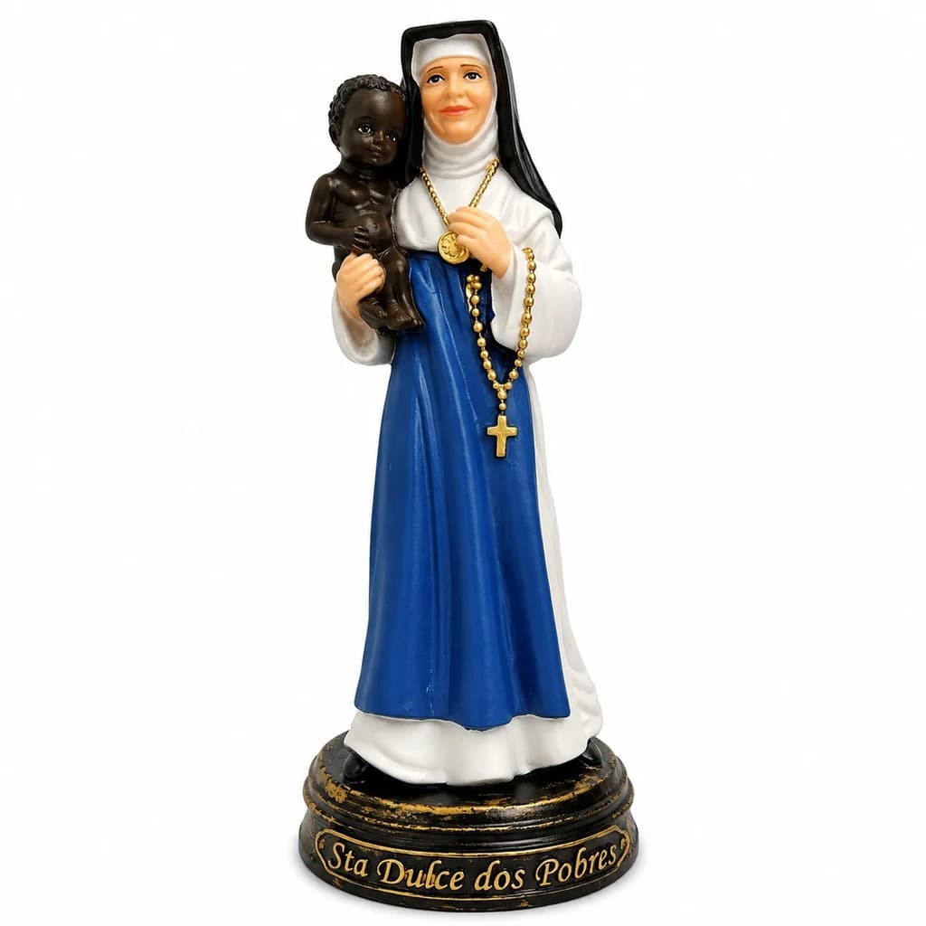 Imagem de Santa Irmã Dulce de Resina - 15 cm Arte Religiosa Sacra Católica Estatueta Estátua