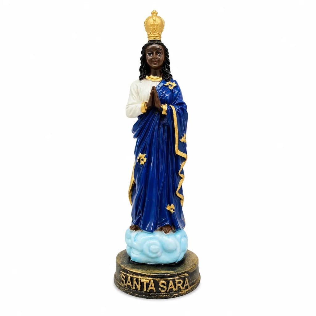 Imagem de Santa Sara Kali de Resina - 15 cm Arte Sacra Religiosa Decoração Católica Estátua