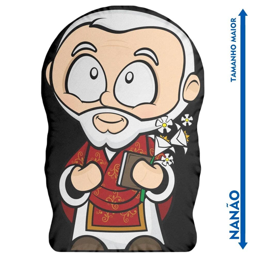 Nanão Boneco Almofada São Filipe Néri Santinhoz - Almofada Decorativa - Antialérgica - 36cm