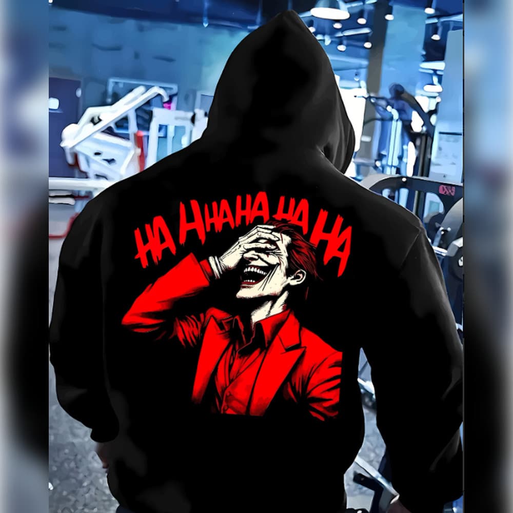 Moletom com Capuz Inspirado no Coringa para Homens - Estampa do Rosto Icônico de Palhaço e REF-4887