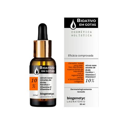 Sérum Facial Ácido Ferúlico Vitamina C E 10% Anti-Idade Clareador e Revitalizante