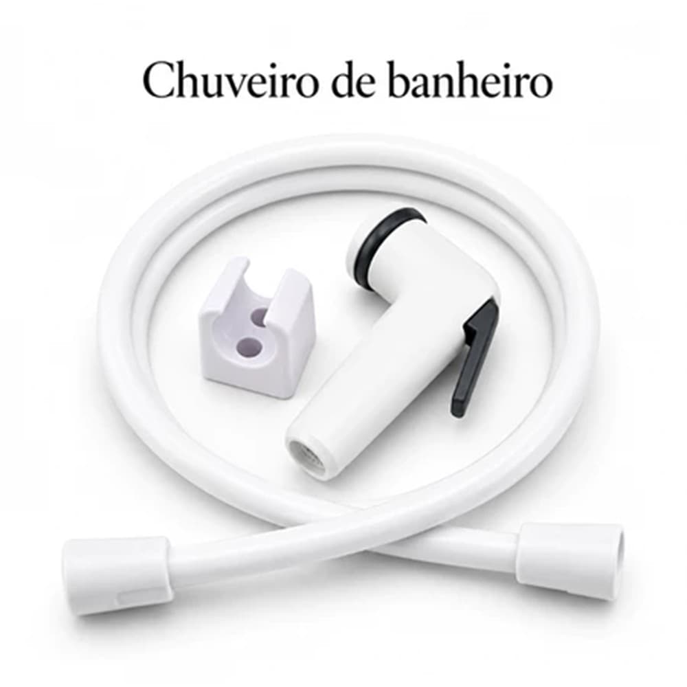 Ducha Higiênica Completa com Gatilho ABS Branco Kit Banheiro Mangueira Alta Pressão Fácil Instalação