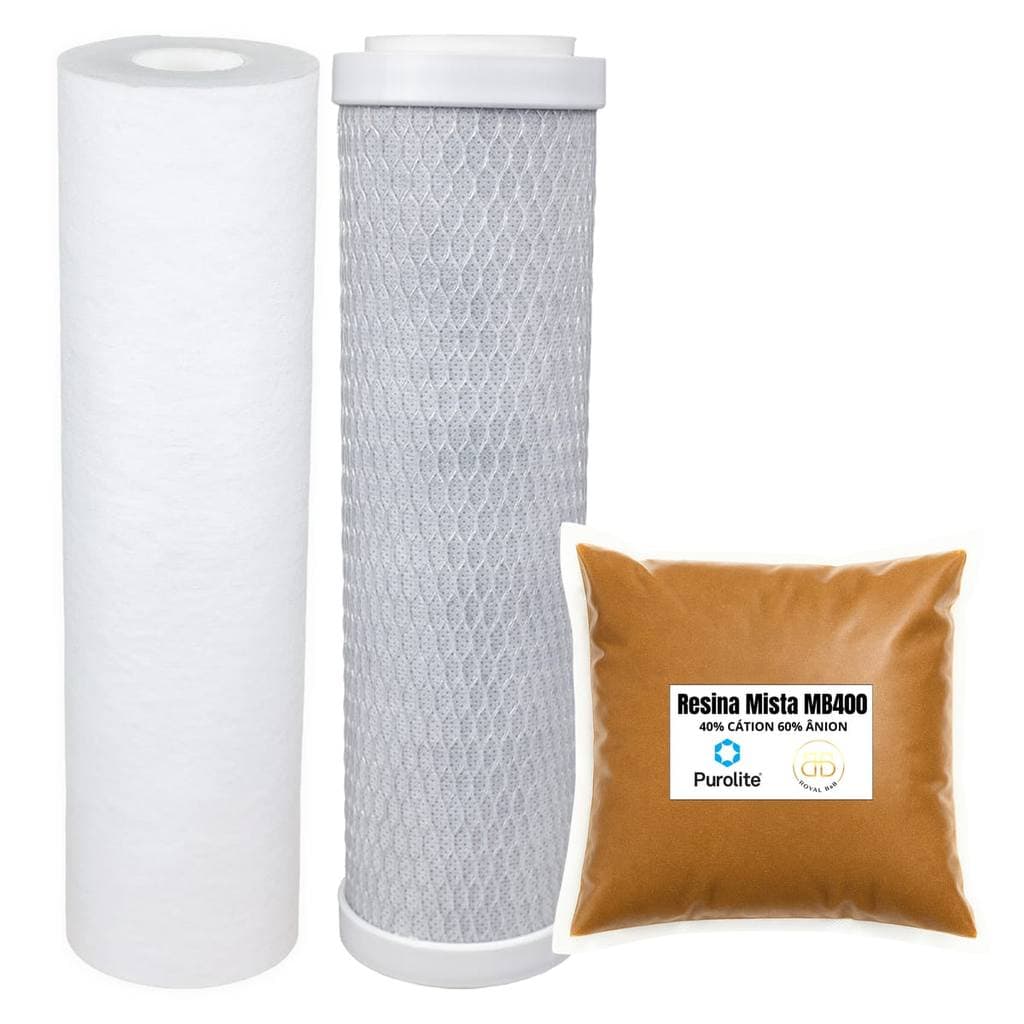 Kit Refil Deionizador 3 Estágios Resina Mb400 Completo