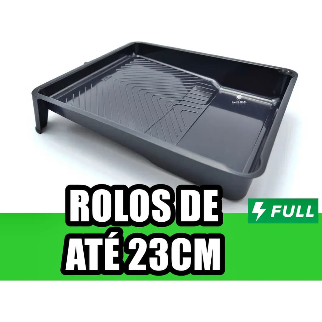 🪣 Bandeja Pintura 23cm Plástica Preta 2,7L Ideal p/ Rolo Pintar Parede e Teto