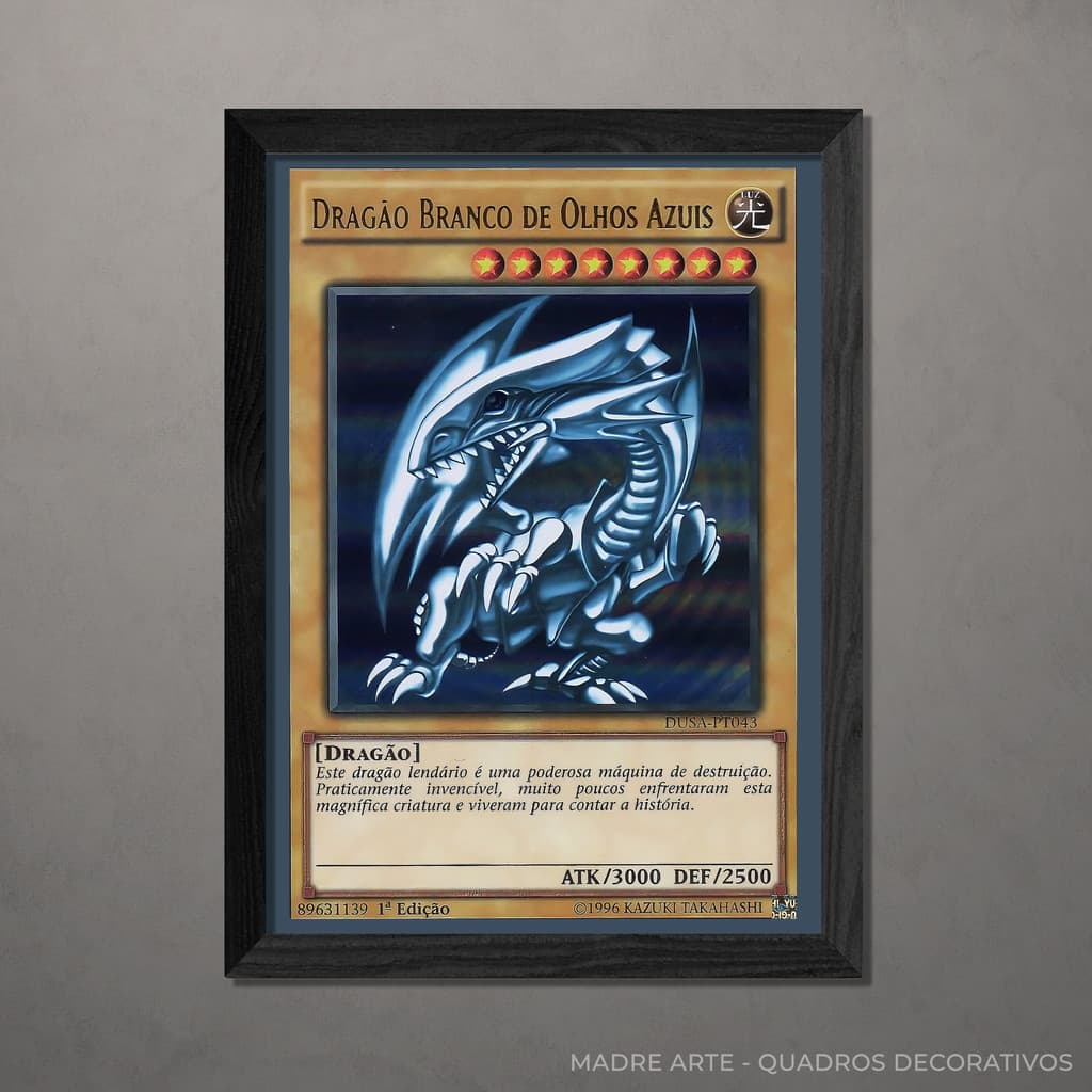 Quadro Decorativo  Yu-Gi-Oh! Dragão Branco de Olhos Azuis - ( A4 Com Vidro