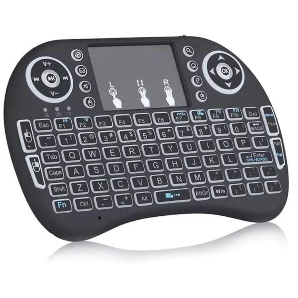 Mini Teclado Sem Fio Touchpad LED Recarregável JP-2529 Wireless Para Smart TV TV Box PC