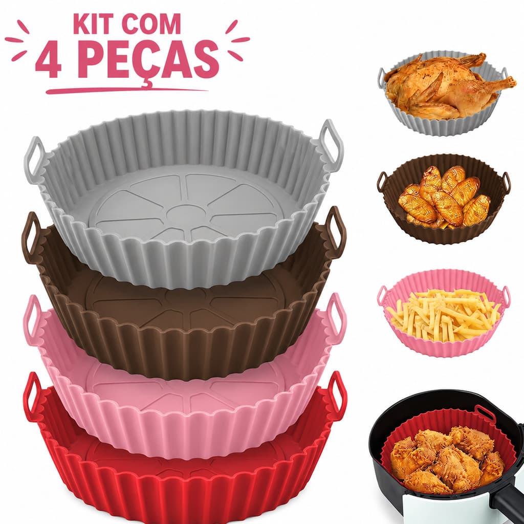 Forma de Silicone para Air Fryer Reutilizável Antiaderente para Fritadeira e Forno