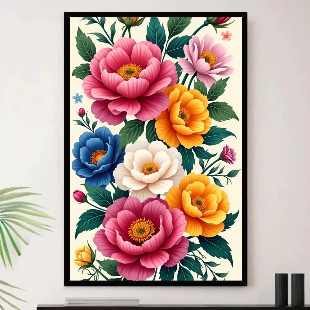 Quadro Placa Decorativa Composição Vibrante Cores Vibrantes em Branco e Vermelho