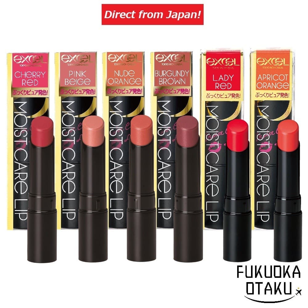 excel MOIST CARE LIP Batom Hidratante Alta Hidratação Cor Intensa Brilho Natural 【Direto do Japão】