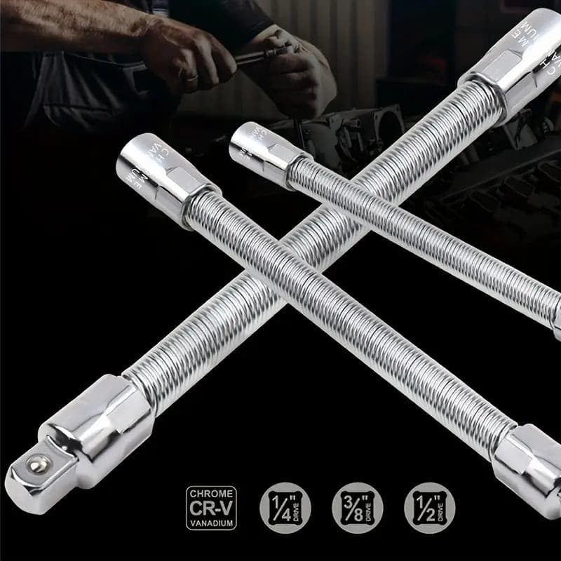 Kit 3 peças Extensor Eixo Ferramenta Braço Flexivel Aço Cromado Cabo Extensor Adaptador Vendido(s) - Variação: