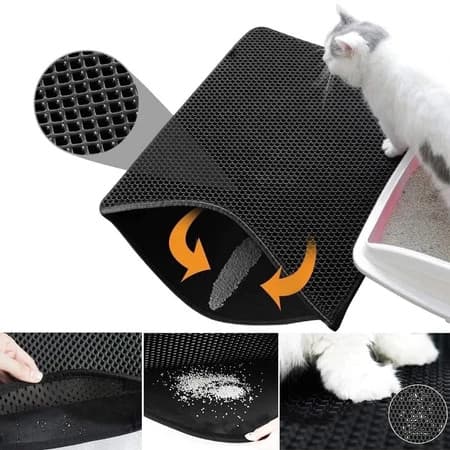Tapete Higiênico EVA Coletor de Areia Para Gato Lavável Dupla Camada Vendido(s) - 45 * 60 Preto