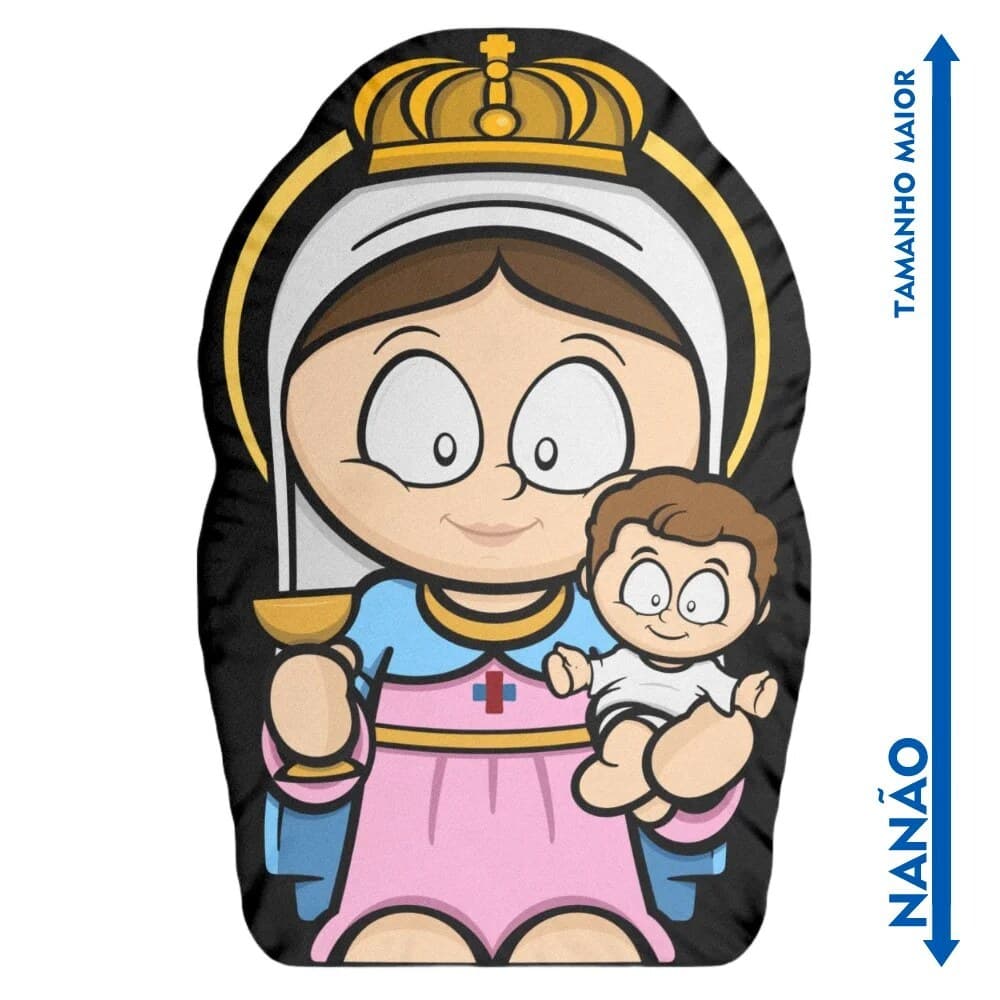 Nanão Boneco Almofada Nossa Senhora dos Remédios Santinhoz - Almofada Decorativa - Antialérgica - 36cm