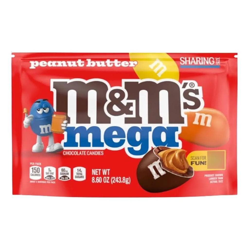 M&m's Mega Peanut Butter  Candy 243.81g Super Recheado