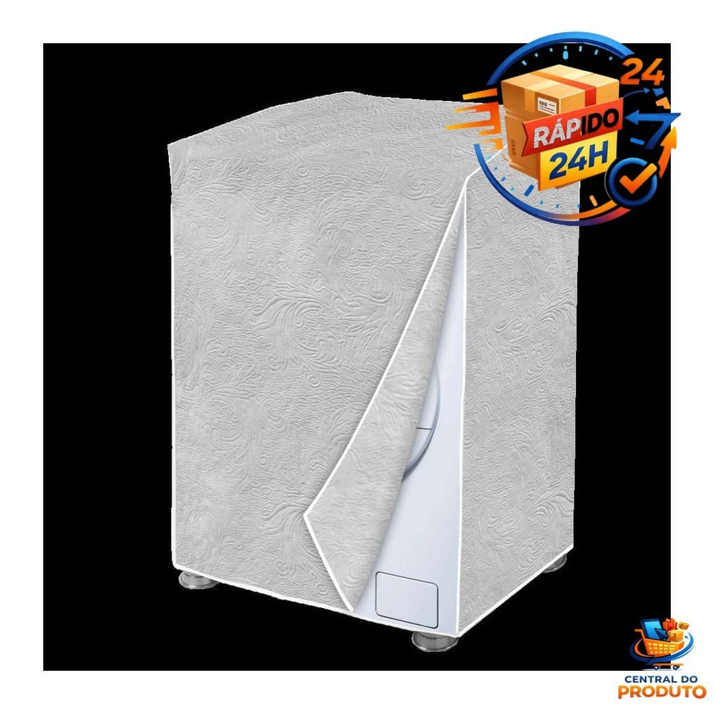 Capa para Máquina de Lavar Flanelada GG Cinza Perolizada Resistente Elegante Protetora
