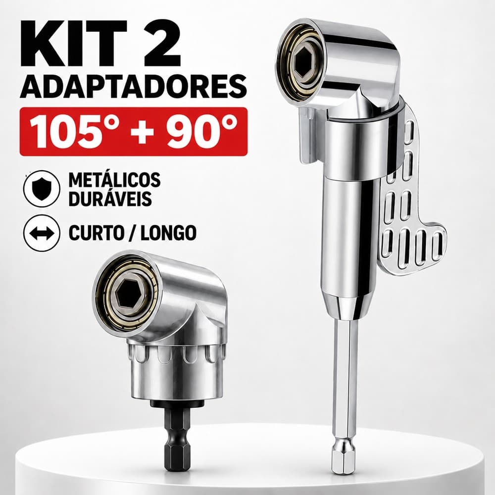 Adaptador Angular 105° 90°Para Parafusadeira e Furadeira Extensor Magnético Profissional