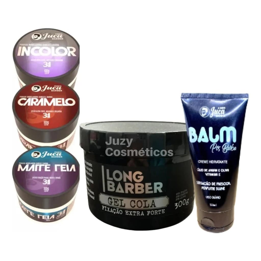 Kit 03 Pomadas Capilar + Gel E Balm Pós Barba 150g Juca For