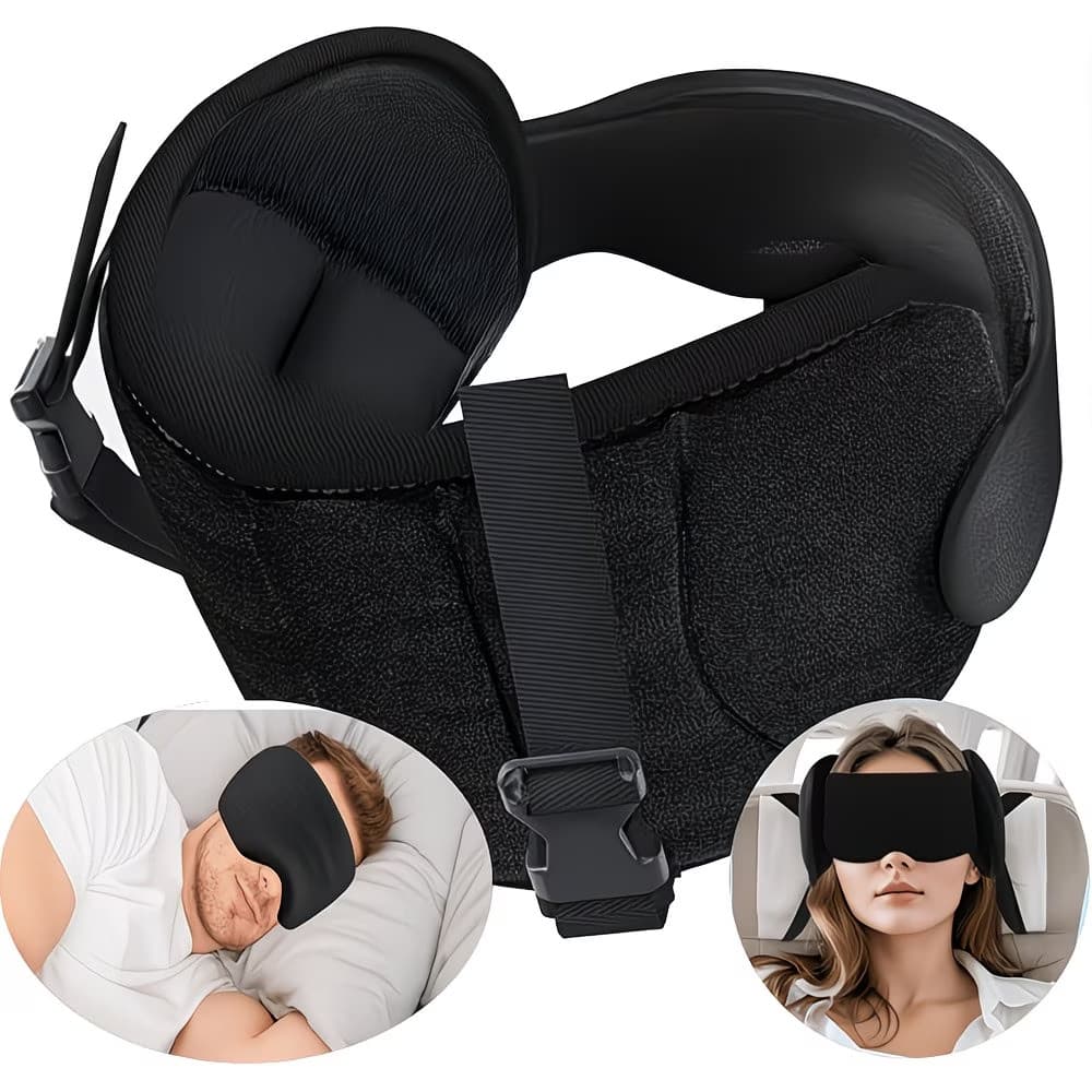 Almofada Avião Viagem Apoio Dormir com Máscara 3D Encosto Cabeça Fixo Travesseiro Portátil Confortável Avaliação da loja