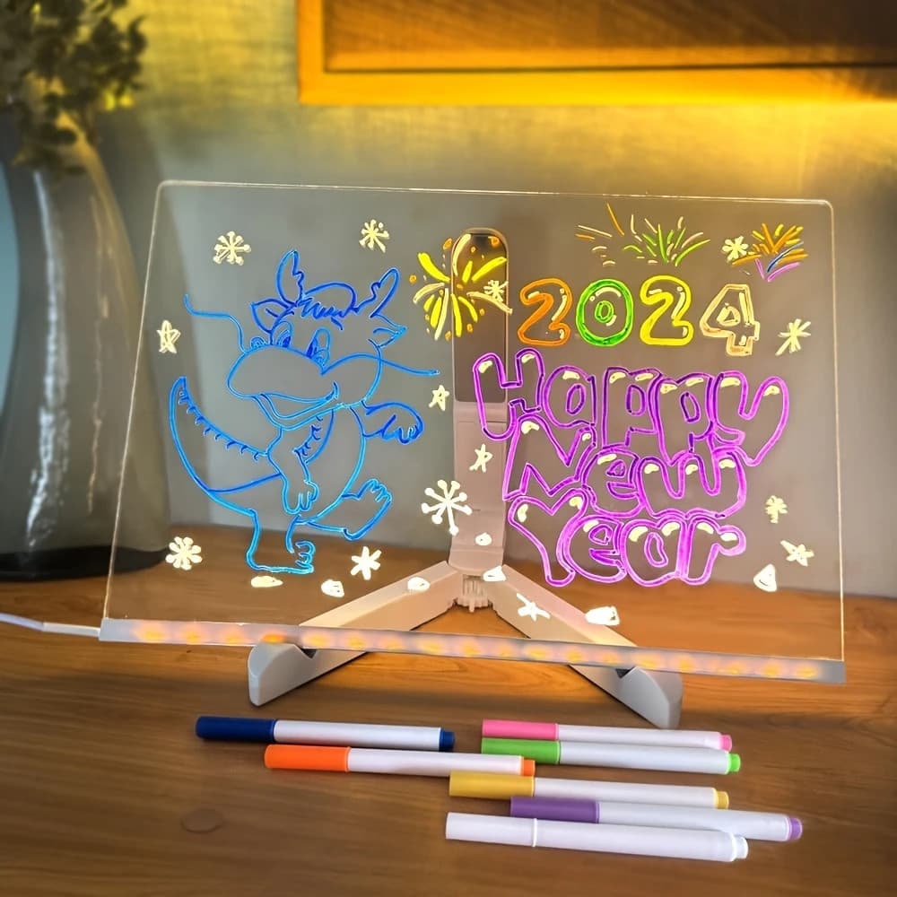 Luminária Led Escrever De 7 Canetas Lousa Quadro Mesa Anotações Vendido(s) - Variação: