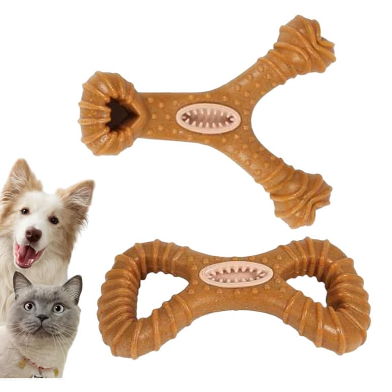 Brinquedo Interativo Osso Mordedor Cachorro Sabor Bacon Maciço E Resistente De Fibra De Trigo Avaliação da loja - X