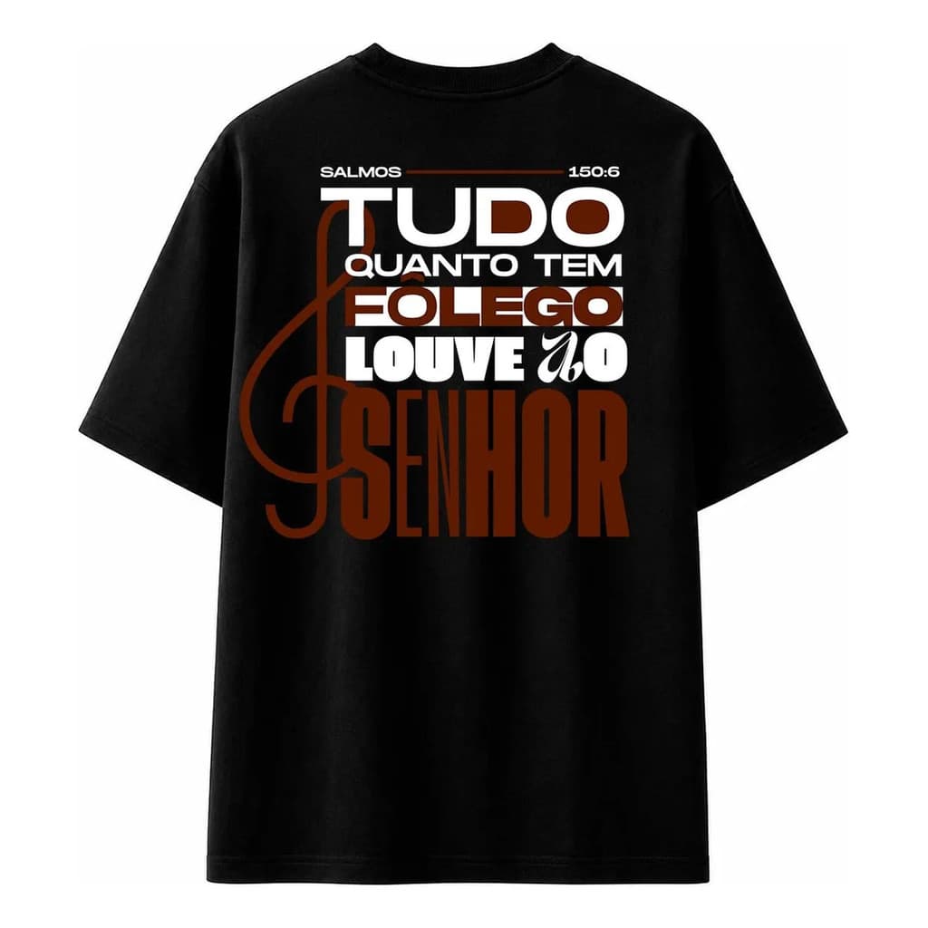 Camiseta Masculina Estampada Fé Encontro Manga Curta Algodão