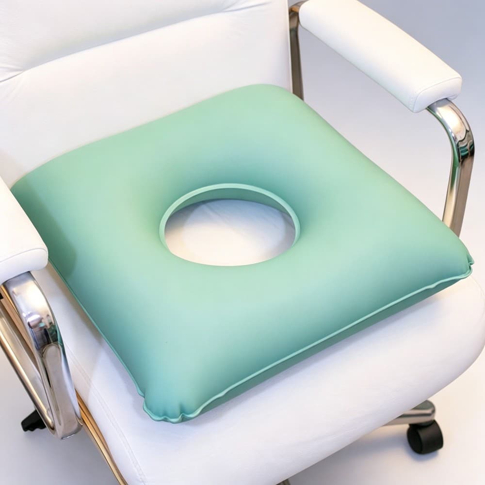 Almofada Terapêutica Quadrada Inflável Anti-Escaras com Orifício Conforto Ergonômico para Uso Diário