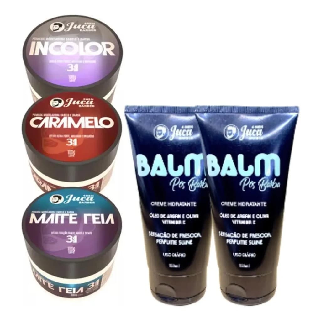 Kit 03 Pomada Capilar Modeladora + 02 Bisnaga Balm 150g