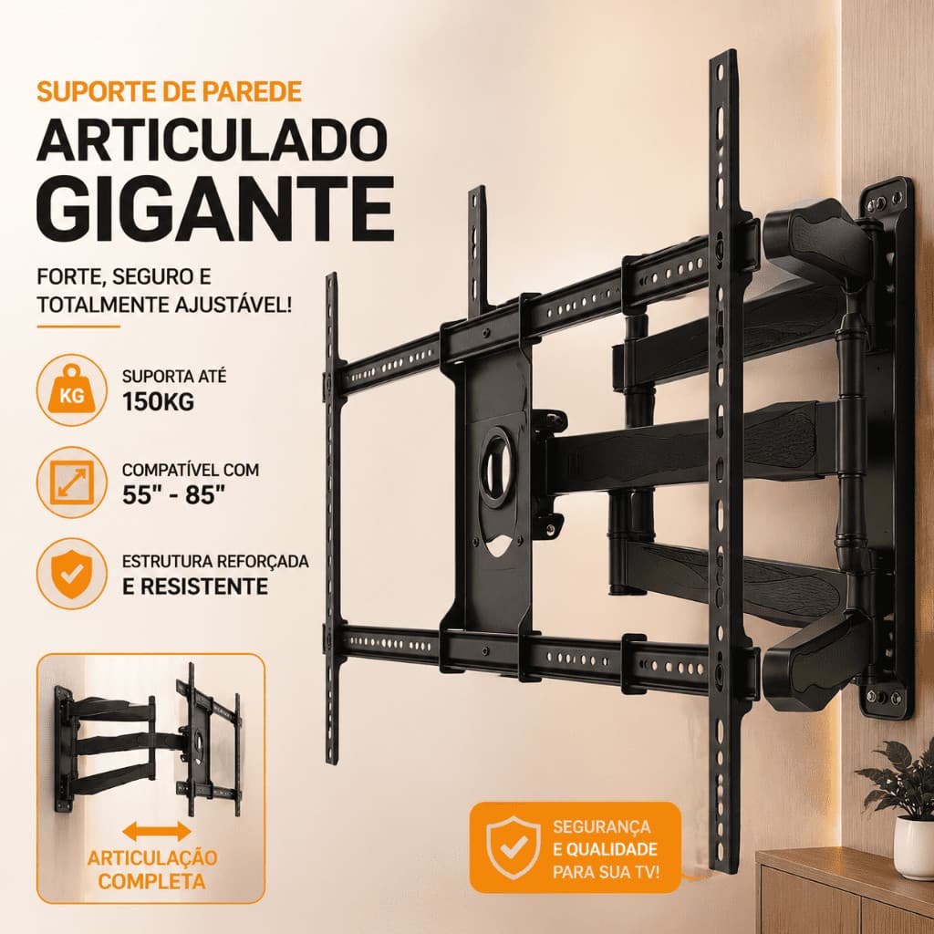 Suporte Tv Grande Gigante Articulado 55 A 85 Preto no Pix 4.8 Avaliação da loja - Variação: